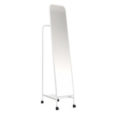 Floor Mirror Full-Length Dressing Mirror, Floor-Standing Household Coat Rack, Multi-Functional Clothes Rack, Mobile Fitting Mirror Standing Mirror(White)