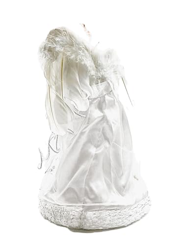 Vickerman Ice Palace Lighted White and Silver Angel Christmas Tree Topper with Clear Lights, 12"