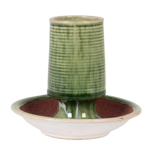 Creative Co-Op Stoneware Match Holder with Striker Plate, Reactive Glaze, Green (Each One Will Vary)
