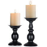 NUPTIO Black Candle Holder for Pillars: Rustic Metal Candle Stands Set