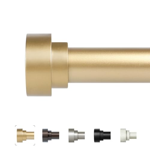 HEI! DEAR Gold Curtain Rods 72 to 144 Inch(6-12FT),1 Inch Long Curtain Rod,Adjustable Heavy Duty Curtain Rods,Modern Decorative Drapery Rods,Telescoping Window Single Curtains Rods 36-150",Brass Gold