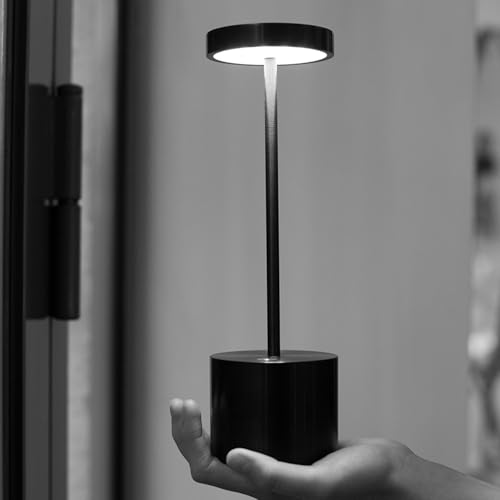 2 Pack Rechargeable Table Lamp, LED Cordless Table Lamp,5000mAh Battery Operated Portable Table Light,Dimming for Restaurant/Patio/Outdoor(Black)