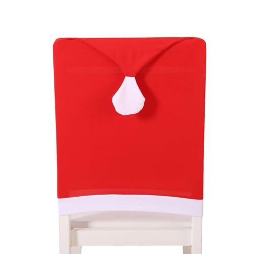 Chair Back Christmas Kitchen Chair Slipcovers in Santa Hat Shape for Holiday Decoration Chair Covers