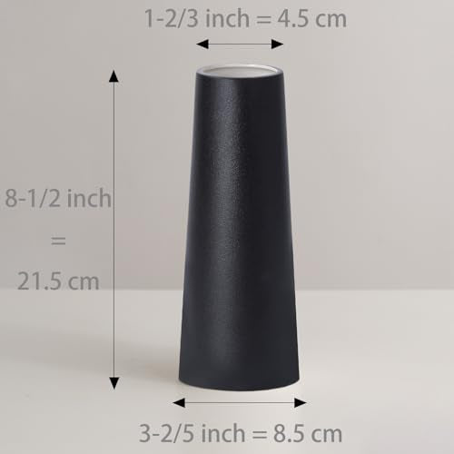 Black Ceramic Vase, 8.5 Inch Flowers Vase for Pampas Grass, Rustic Table Vase for Centerpieces, Simple Modern Vase for Home Office Decor - Matte Black