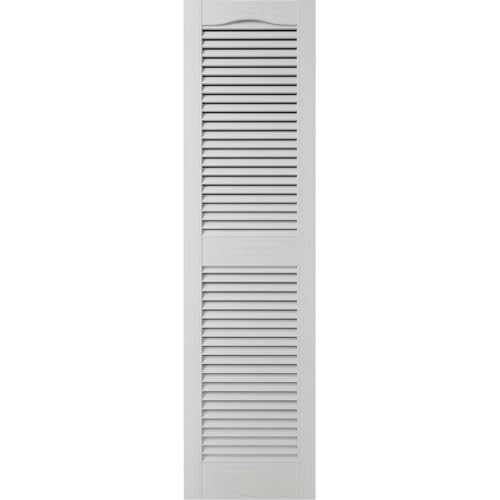 Ekena Millwork Lifetime Vinyl LL1S12X05200WH Standard Cathedral Top Center Mullion, Open Louver Vinyl Shutters, w/Installation Shutter-Lok's & Matching Screws (Per Pair), 12"W x 52"H, White