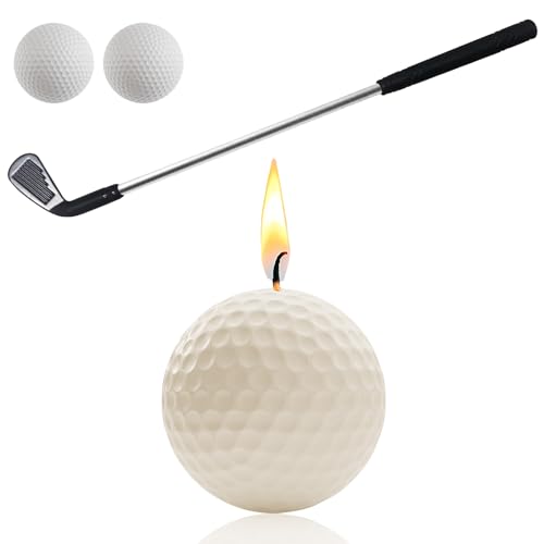 Golf Ball Birthday Candles, Golf Cake Topper & Mini Golf Club for Golf Birthday Party Decorations (White, Iron)