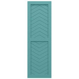 18"W x 38"H True Fit PVC Two Panel Chevron Modern Style Fixed Mount Shutters, Pure Turquoise (Per Pair - Hardware Not Included)