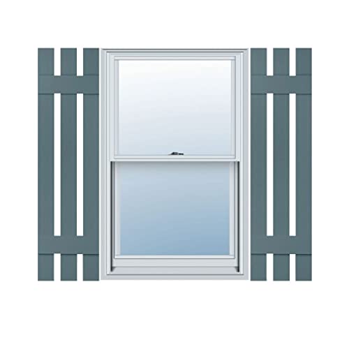 Mid America 00031235004 Standard Size Three Board Spaced Vinyl Shutters, w/Installation Shutter-Lok's & Matching Screws (Per Pair), 004, 12'W x 35'H, Wedgewood Blue