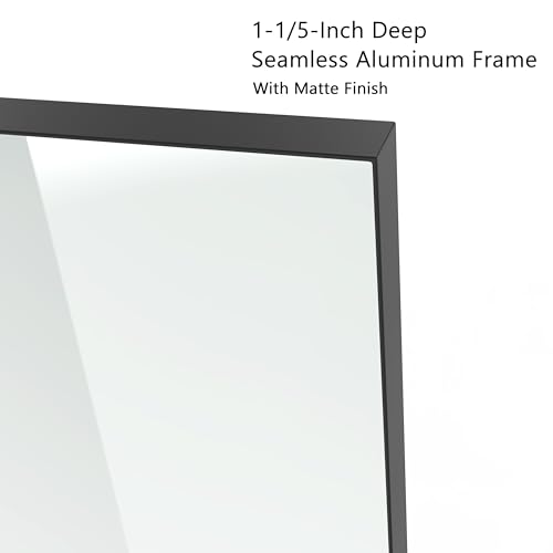 VocalStar 16 x 24 Inch Black Bathroom Mirror for Wall, Square Corner Rectangle Black Metal Framed Bathroom Vanity Mirror Modern Farmhouse, 1/4-inch Shatterproof Glass | Ultra-Flush Hanging