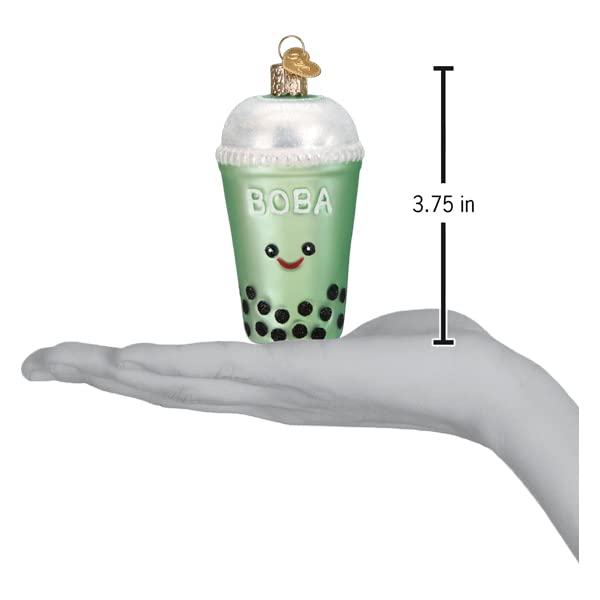 Old World Christmas Boba Tea Glass Blown Ornament for Christmas Tree, Handcrafted Holiday Decoration, Tea Collection