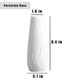 White Ceramic Vase, 8.4" H, Artistic Flower Vase Classic Style for Fireplace Bedroom Kitchen Living Room Centerpieces Office Desk, Fit for Holding Dried Flowers, Fresh Flowers, Artificial Flowers
