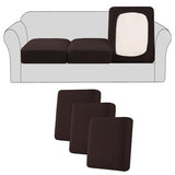 H.VERSAILTEX Stretch 6 Piece Cushion Sofa Slipcovers,Brown