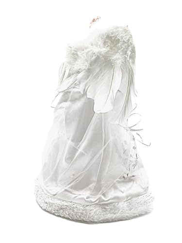 Vickerman Ice Palace Lighted White and Silver Angel Christmas Tree Topper with Clear Lights, 12"