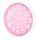 Lafocuse 12 Inch Silent 3D Numbers Pink Wall Clock Girls Bedroom, Battery Operated Pink Clock Wall for Living Room Decor