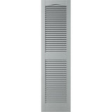 12 in. W x 40 in. H Builders Edge, TailorMade Cathedral Top Center Mullion, Open Louver Shutters, Includes Matching Installation Spikes (Per Pair), 945 - Platinum