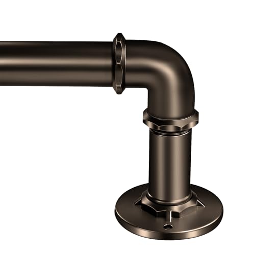 30-120 Inch Wrap Around Curtain Rod 1" Diameter for 30-114 Windows, Adjustable Curtains Rod, Bronze Industrial Curtain Rods for Windows Heavy Duty Window Treatment Rods for Blackout Curtains 1 Pack