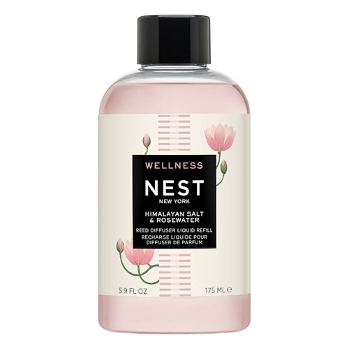 NEST New York Reed Diffuser Liquid Refill, Himalayan Salt & Rosewater - 5.9 fl oz - Fragrance for Up to 90 Days - Flame Free