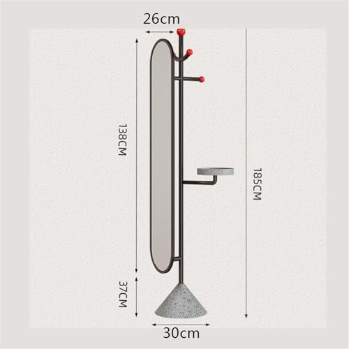 Decorative Bedroom Rotating Full-Length Mirror All-in-one Coat Rack Entryway Storage Floor for Living Room(White)