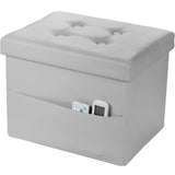 Bsketa Storage Ottoman Bench,16 Inch Folding Leather Foot Rest Stool, Grey