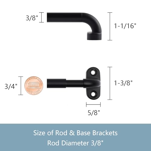 TYRON 2 Pack Screwed Sash Curtain Rod Adjustable 18-30 Inch, 3/8 In. Diameter, French Door Curtain Rods (Black)