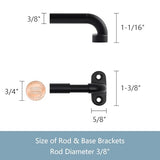 TYRON 2 Pack Screwed Sash Curtain Rod Adjustable 18-30 Inch, 3/8 In. Diameter, French Door Curtain Rods (Black)