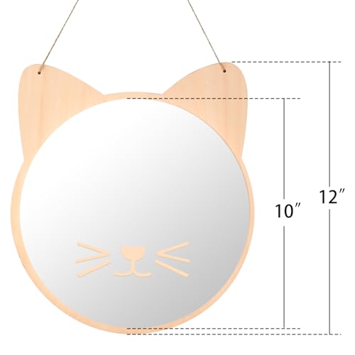 iCAGY Plastic Kids Mirror for Wall - Kids Safety, Hanging, Acrylic, Non-Glass and Unbreakable - Cat Decoration Mirror for Kid's Playroom 10"