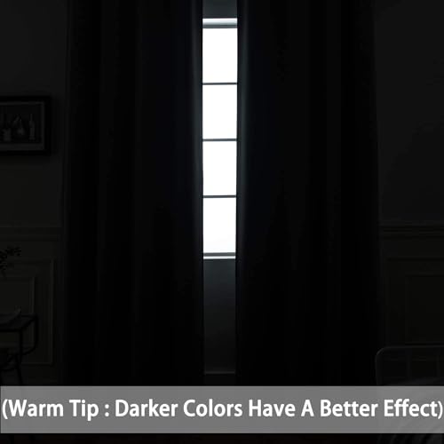 Yakamok Room Darkening Gray Blackout Curtains 84 Inch Long Light Blocking Thermal Insulated Window Treatment Grommet Drapes for Bedroom Living Room, 52W x 84L, Grey Curtains, 2 Panels