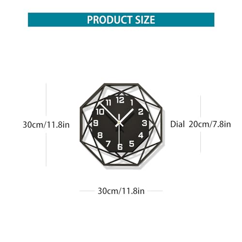 Modern Wall Clocks for Living Room Decor 12in Black Wall Clock Silent Non-Ticking Quartz Battery Operated for Office Kitchen Bedroom Bathroom Minimalist Small Clock Decoration Easy to Read
