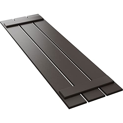 17 1/8"W x 32"H True Fit PVC Three Board Spaced Board-n-Batten Shutters, Raisin Brown (Per Pair - Hardware Not Included)