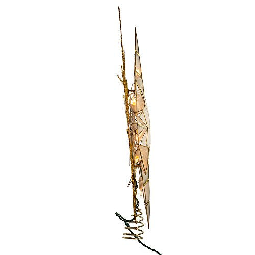 Kurt Adler 10 Light Gold Glitter Capiz Bethlehem Star Treetop, 14"