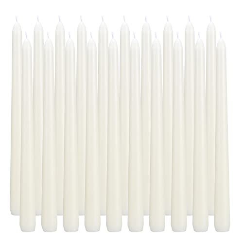 flamecan Ivory Taper Candles, Set of 40 Unscented and Smokeless 10 Inch Taper Candles Long Burning, Paraffin Wax with Cotton Wicks for Burning Approxinately 7-8 Hours Time