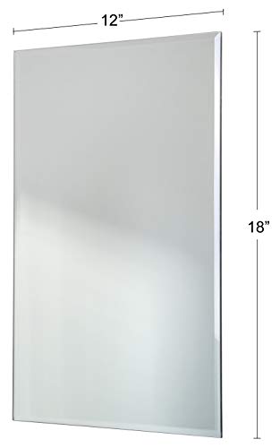 Red Co. 12" x 18" Large Decorative Frameless Beveled Edge Wall Hanging Mirror, Rectangular
