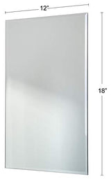 Red Co. 12" x 18" Large Decorative Frameless Beveled Edge Wall Hanging Mirror, Rectangular