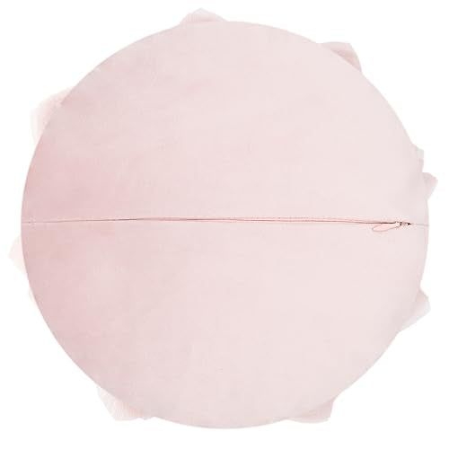 3D Blush Pink Round Flower Throw Pillow Handmade Floral Decorative Pillow with Insert Boho Farmhouse Accent Cushion for Bed Sofa Couch Bedroom Living Room Home Decor 12 Inch