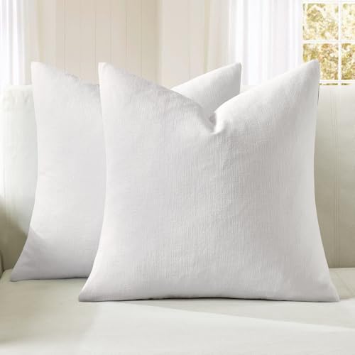 MIULEE White Chenille Couch Throw Pillow Covers, 18x18