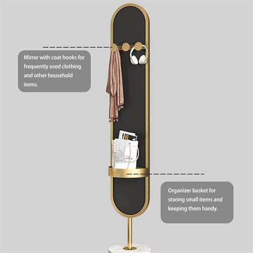 Decorative Floor-to-Ceiling Mirror for Home Bedroom Narrow-Edge Three-Dimensional Dressing Modern Simple Full-Length with Storage for Living Room(Gold)