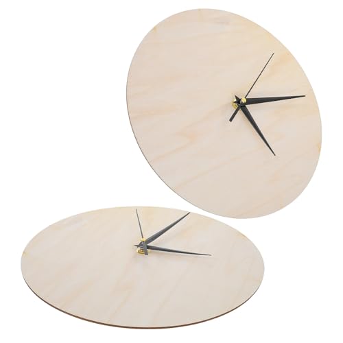 KESYOO 2pcs Wooden Clock Face Blank - 11 Inch Round DIY Clock Dial Plate with Pointer for Painting Crafts Classroom Projects Home Decor