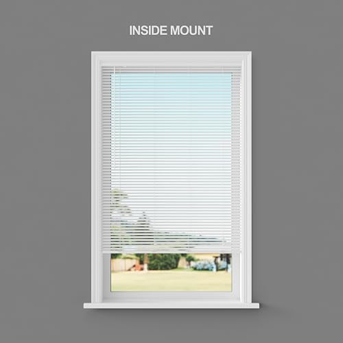 Cordless Room Darkening Mini Blinds for Indoor Windows - 29" W x 64" L - White, Over 1,400 Custom Sizes Starting at $9.97, 1" Vinyl Slats, Horizontal Window Blinds by Lumino