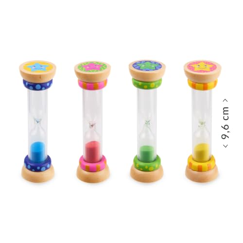 TRENDHAUS Zahnfee Mia 964595 Toothbrush Clock with 3 Minute Timer, Wooden and Acrylic Glass with Coloured Sand, Random Colour