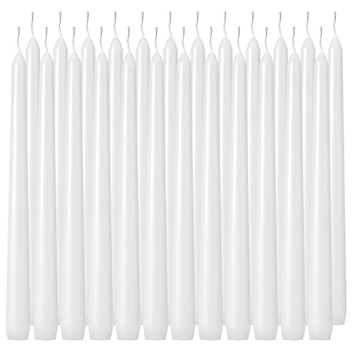 Tuyai 36 Pack Tall White Taper Candles, 10 inch (H) Dripless, Unscented Dinner Candle, Smokeless Taper Candles, Paraffin Wax with Cotton Wicks, 8 Hours Burn Time