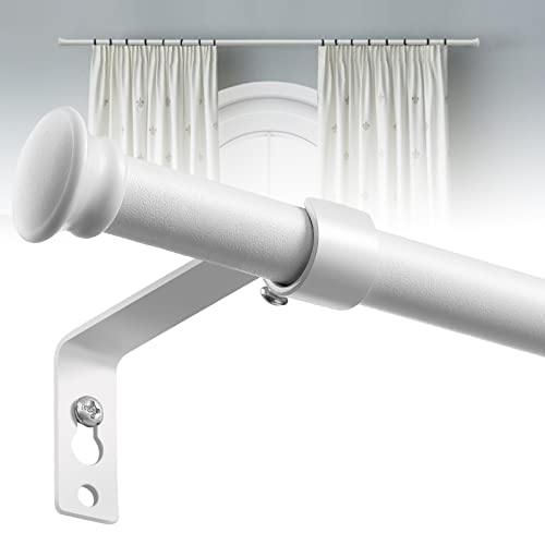 White Curtain Rods for Windows 28 to 50 Inch - 5/8” Heavy Duty Curtain Rods Set,Decorative Cafe Drapery Rods with Brackets - Matte Rustic