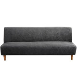 Futon Sofa Cover, Leaf Jacquard Waterproof Stretch Full Coverage Protector for Armless Sofa Bed(Dark Gray,Small)