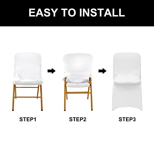 Spandex Chair Cover,25PCS,Living Room Folding Chair Covers,Removable Chair Covers Washable Protector Stretch Chair Cover for Party, Banquet,Wedding Event,Hotel(White)