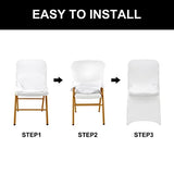 Spandex Chair Cover,25PCS,Living Room Folding Chair Covers,Removable Chair Covers Washable Protector Stretch Chair Cover for Party, Banquet,Wedding Event,Hotel(White)