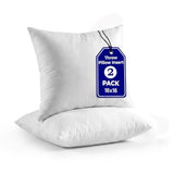 QUBA LINEN Throw Pillow Inserts (Set of 2, White), 16x16 Inches - Premium Cushion Fillers for Sofa, Bed, and Home Décor (16x16 Inch (Pack of 2))