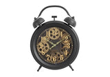 Monarch Specialties I 9014 Clocks, 12" Round, Gear Mechanism, Table Clock, Brown, Transitional