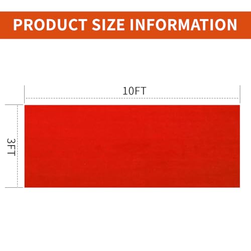 Red Carpet Runner 3x10 ft – Extra Thick 450 GSM Non-Slip Waterproof Aisle Rug for Weddings, Parties, Events, Banquets & Proposals