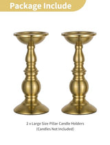 NUPTIO Pillar Candle Holder Brass: Gold Tall Candles Stand for 3" Pillars