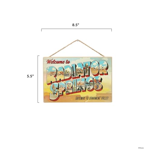 Disney Pixar Cars Welcome to Radiator Springs Hanging Wood Wall Decor - Fun Cars Sign for Kids' Bedroom or Play Room