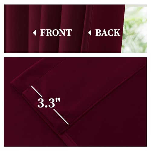 Yakamok Velvet Curtains 84 inches 2 Panels - Luxury Room Darkening Wine Red Curtains for Bedroom Living Room Thermal Insulated Super Soft Window Drapes Rod Pocket, Wine Red, W52 x L84 inches